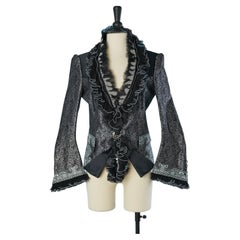 Grey silk Brocade jacket with ruffles BALENCIAGA by Nicolas Ghesquière