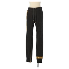 Black cotton jogging pant with gold leather details ALEXANDRE VAUTHIER COUTURE