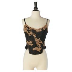 Bustier en dentelle beige et noire LOLITA LEMPICKA