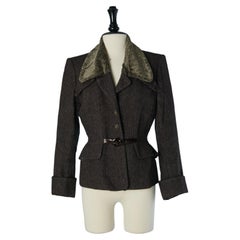 Einreihige Jacke im Chevron-Muster mit Kunstfellkragen von BARBARA BUI