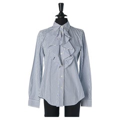 Striped cotton shirt with ruffle on the front LAUREN JEANS CO / RALPH LAUREN