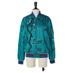 Blue jersey jacket with sequin embroideries MIMI LIBERTE / MICHEL KLEIN