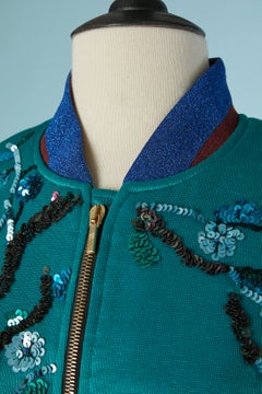 Blue jersey jacket with sequin embroideries MIMI LIBERTE / MICHEL KLEIN