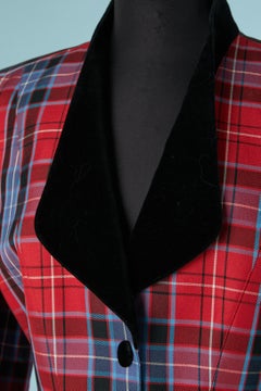 Single breasted jacket with check pattern and black velvet detail THIERRY MUGLER
