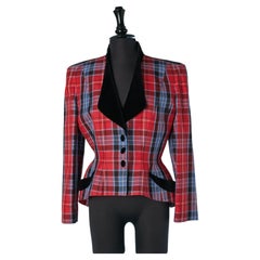 Single breasted jacket with check pattern and black velvet detail THIERRY MUGLER