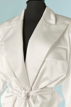 White satin oversize trouser pant suit ALEXANDRE VAUTHIER