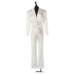 White satin oversize trouser pant suit ALEXANDRE VAUTHIER