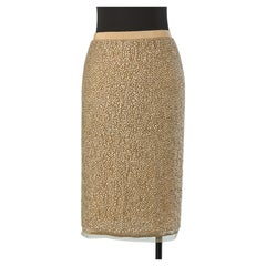 Beige beaded skirt on silk base OSCAR DE LA RENTA