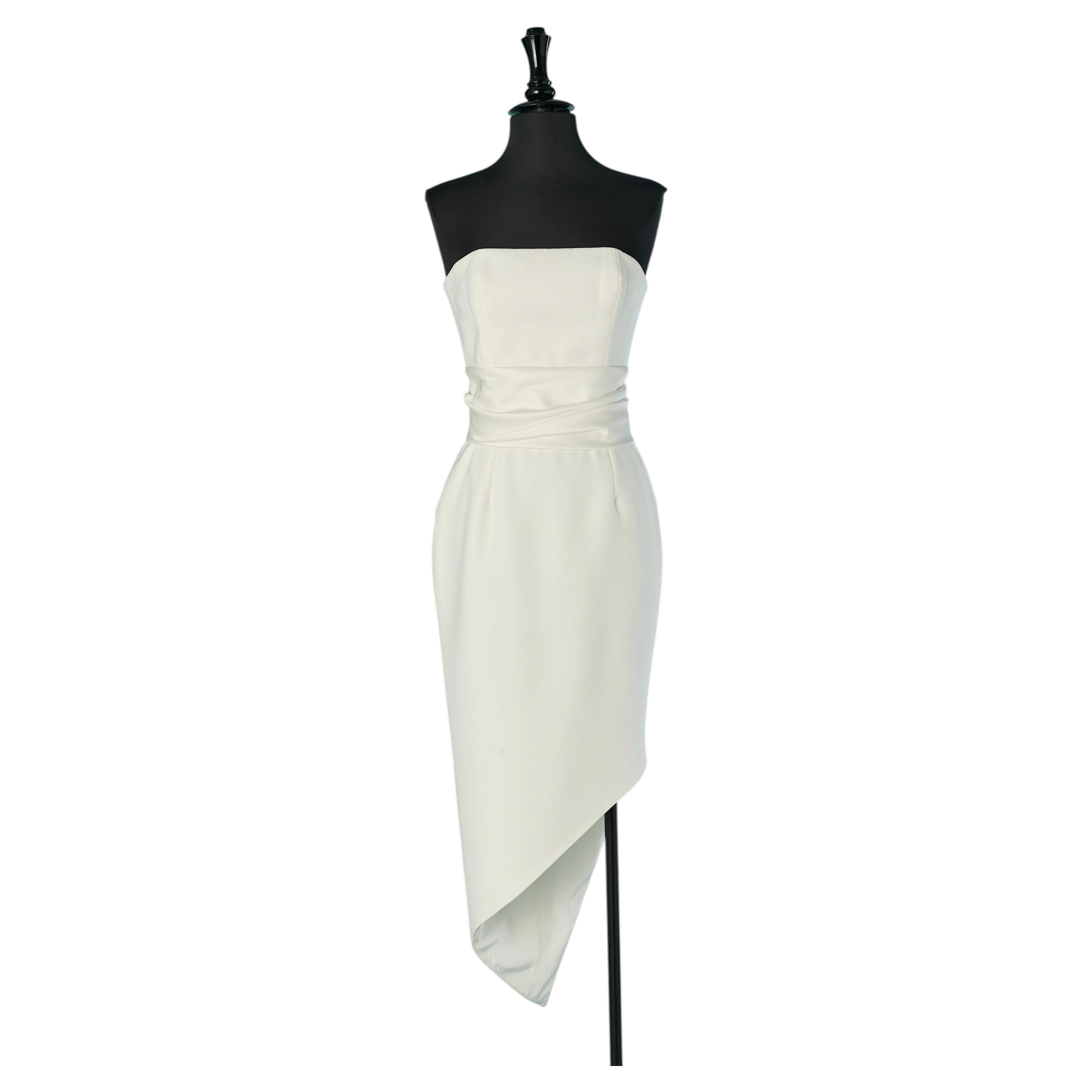 White bustier asymmetrical cocktail dress ALEXANDRE VAUTHIER