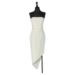 Robe de cocktail blanche à bustier asymétrique ALEXANDRE VAUTHIER