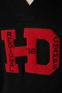 Black and red wool University sweater