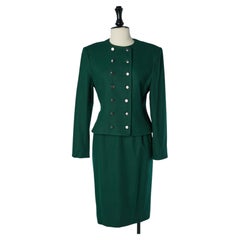 Ensemble jupe-taille en laine vert forêt YVES SAINT LAURENT Variation