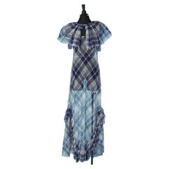 Long see-through tulle long dress with check pattern CHRISTIAN DIOR