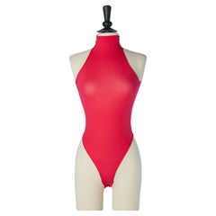 Pink stretch jersey bodysuit ALAIA