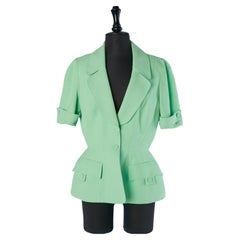 Pale green single breasted short sleeve jacket THIERRY MUGLER