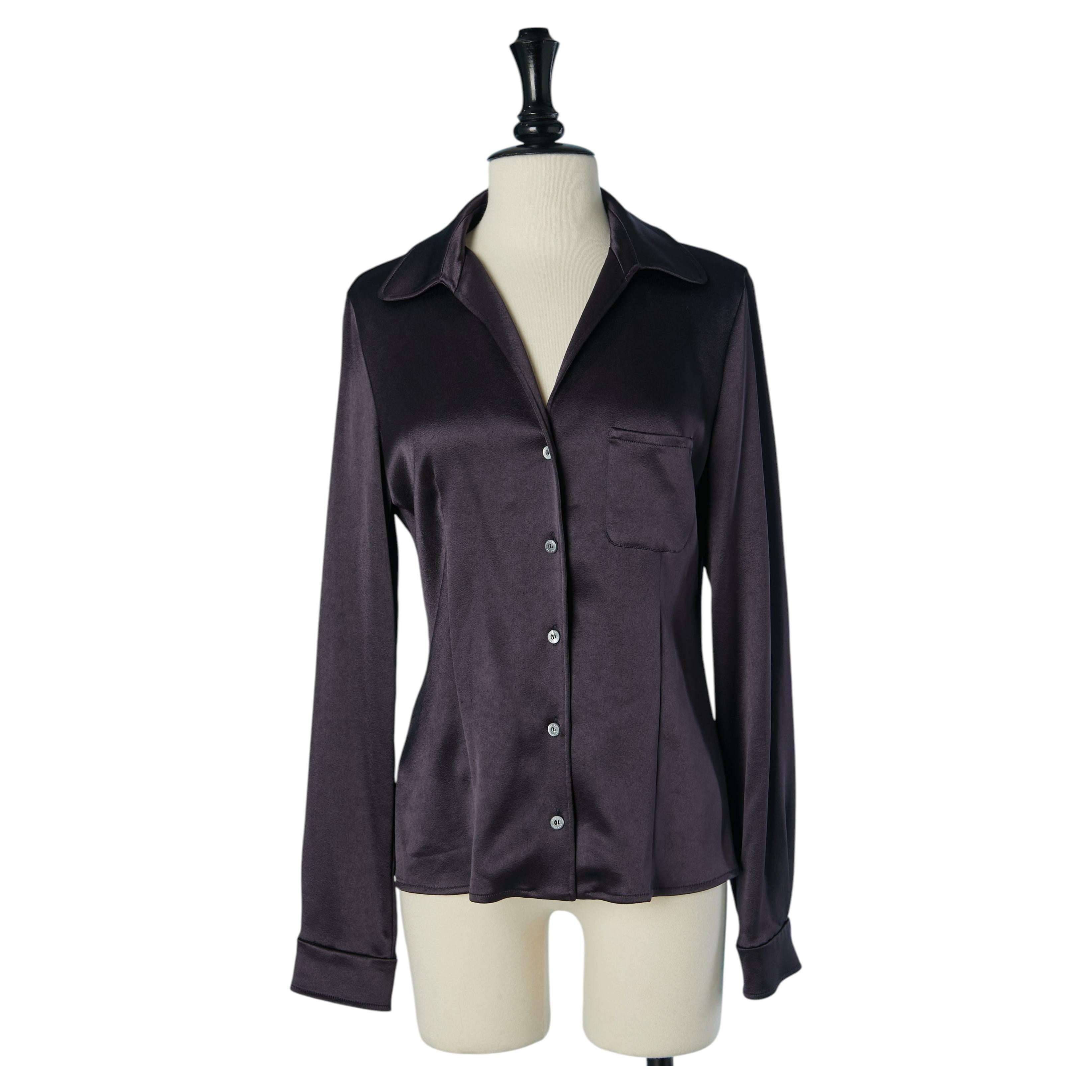 Navy blue satin shirt CELINE