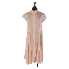 Orange and off-white striped silk chemise dress BOTTEGA VENETA