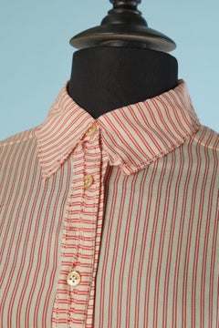Orange and off-white striped silk chemise dress BOTTEGA VENETA