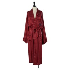 Burgundy silk Robe with striped pattern HERMES