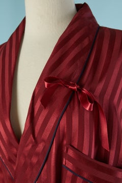 Burgundy silk Robe with striped pattern HERMES