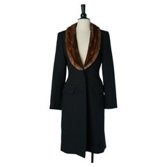 Black single breasted coat with faux fur collar LOLITA LEMPICKA Première