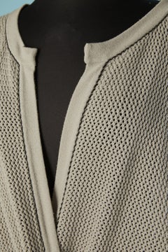Grey see-through jacquard knit coat with belt CHANEL