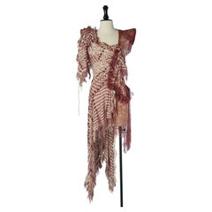 Asymmetrical wool, lace, cotton and silk dress with embellishment JEAN DOUCET
