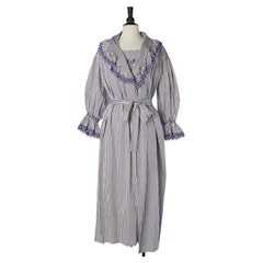 Striped Cotton Robe and nightgown ensemble CHRISTIAN DIOR Lingerie