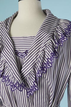 Striped Cotton Robe and nightgown ensemble CHRISTIAN DIOR Lingerie
