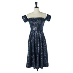 Night blue sequin cocktail dress GALLIANO