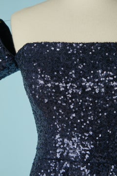 Night blue sequin cocktail dress GALLIANO