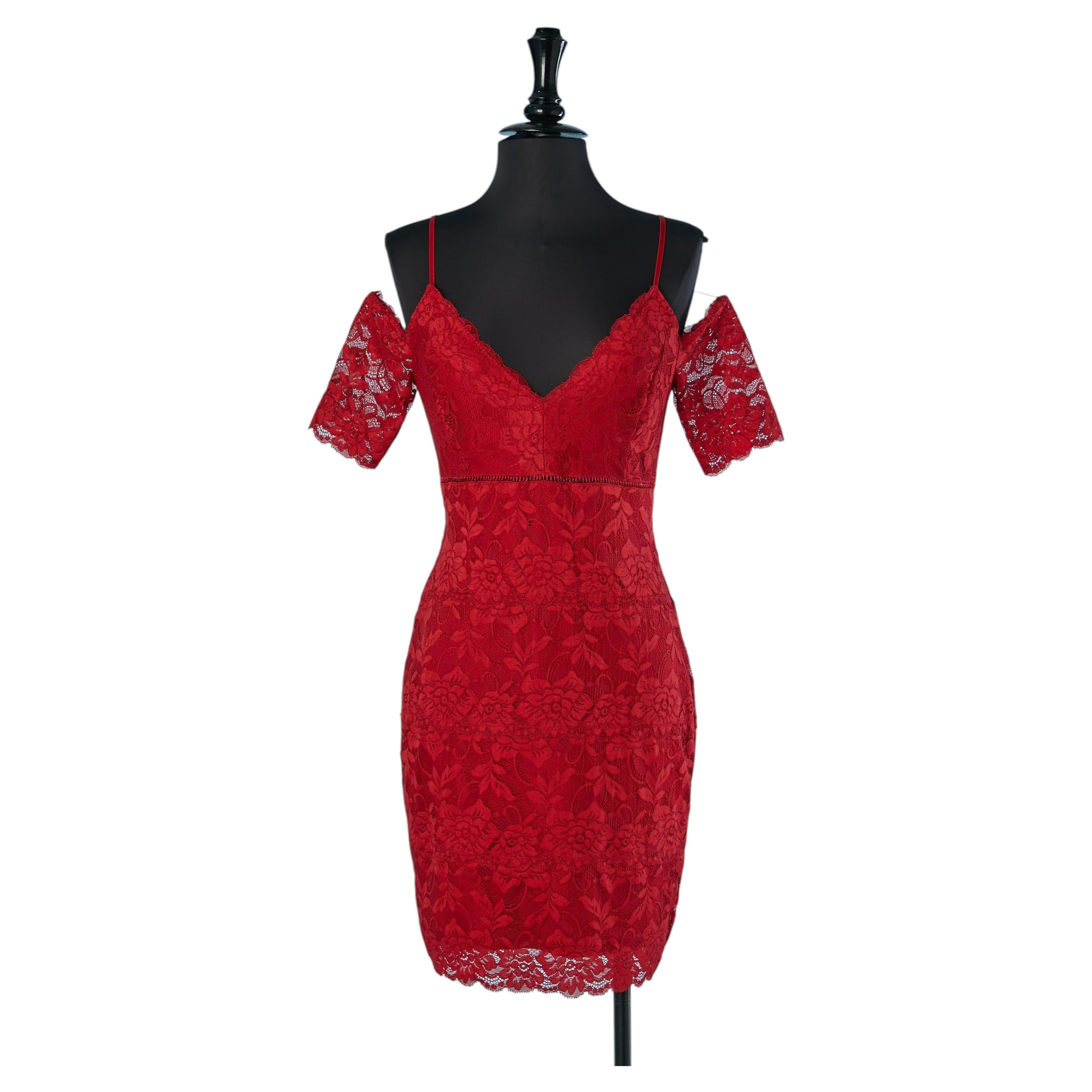 Red lace cocktail dress GALLIANO
