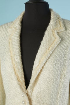 Off-white Tweed single breasted jacket with pearl button PIERRE CARDIN