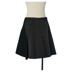 Black silk satin A-Line pleated skirt CHRISTIAN DIOR