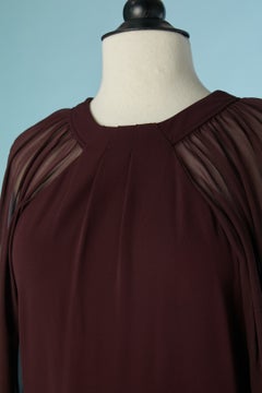 Burgundy cocktail dress with see-through sleeve GUCCI