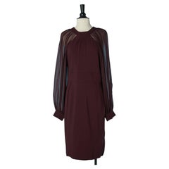 Burgundy cocktail dress with see-through sleeve GUCCI