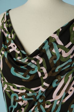 Vestido cruzado de jersey de rayón estampado de DIANE VON FURSTENBERG