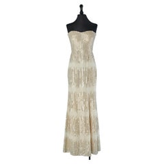 Evening bustier dress with gold sequin embellishment VERSACE COLLECTION