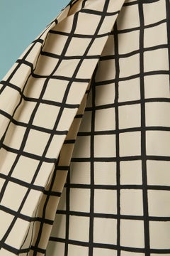 Black and white silk pleated skirt with check pattern PRADA