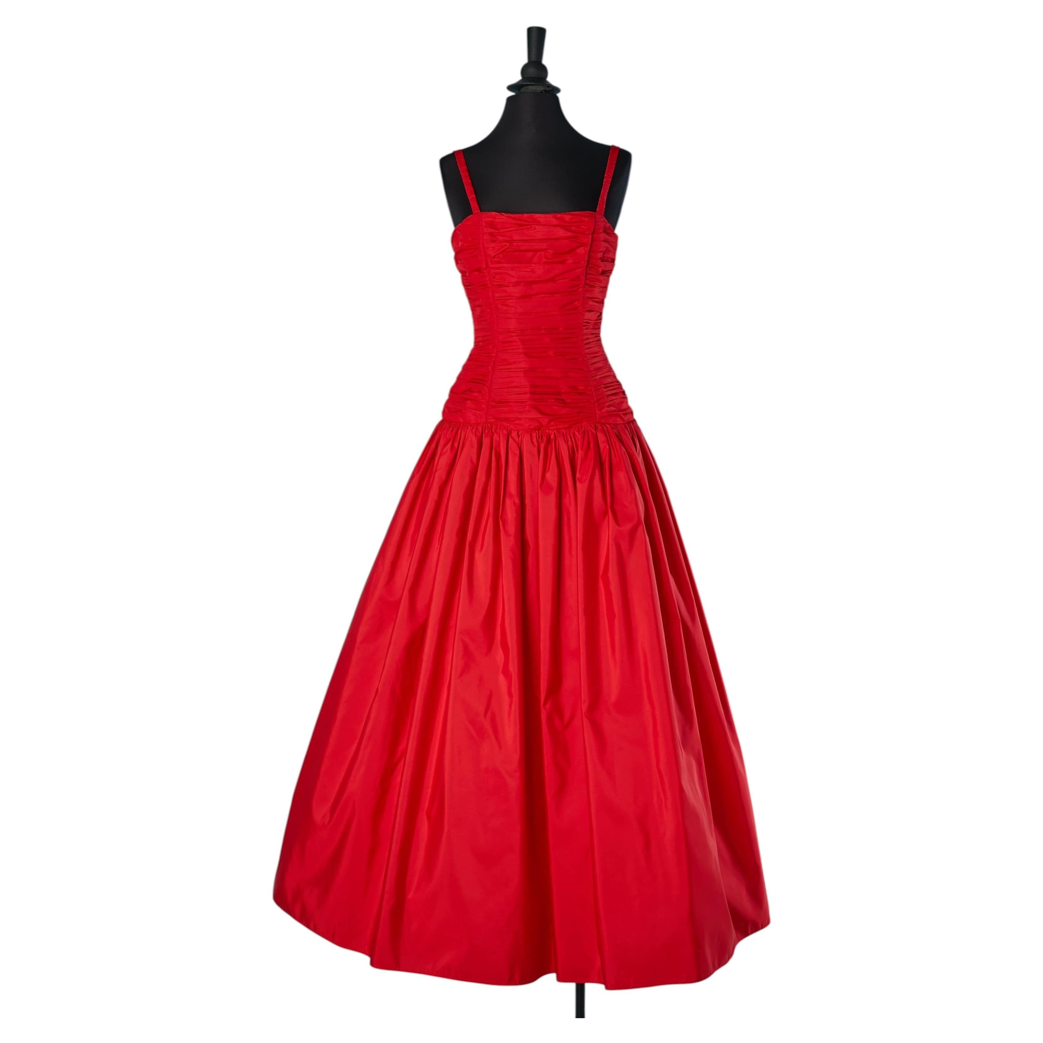 Red taffeta evening dress VICTOR COSTA