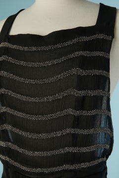Black see-through backless silk chiffon evening dress with beadwork MICHEL KLEIN