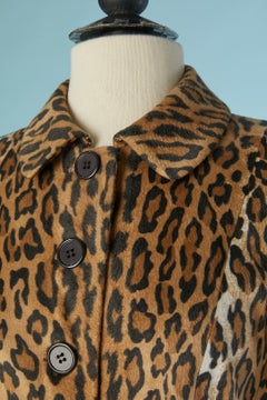 Faux fur single breasted coat with animal pattern MOSCHINO CHEAP & CHIC