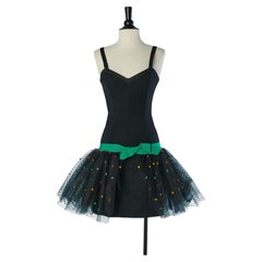 Vestido de cóctel negro con tul plumetis y lazo de YVES SAINT LAURENT VARIATION