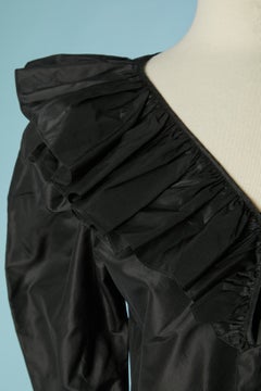 Black silk taffetas blouse with ruffle SAINT LAURENT RIVE GAUCHE