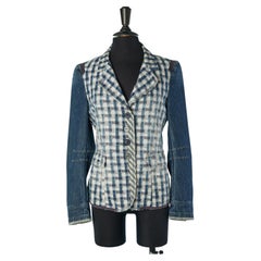 Denim and check fabric single breasted jacket MARTHE & FRANCOIS GIRBAUD