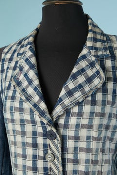Denim and check fabric single breasted jacket MARTHE & FRANCOIS GIRBAUD