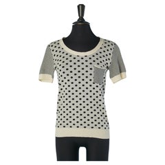 Black and off-white jacquard short sleeve knit tee-shirt SONIA by SONIA RYKIEL