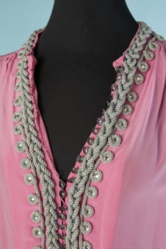 Pink sleeveless top with grey passementerie BALENCIAGA