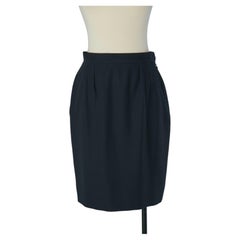 Navy blue wool crêpe skirt suit YVES SAINT LAURENT RIVE GAUCHE