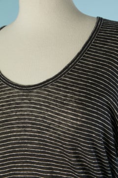Schwarzes T-Shirt aus Leinenjersey mit weißen Streifen – BURBERRY BRIT